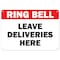 Signmission Public Safety, 7" Height, Rigid Plastic, 10" X 7", Ring Bell Leave Deliveries Here OS-NS-P-710-25528 - alternate 1